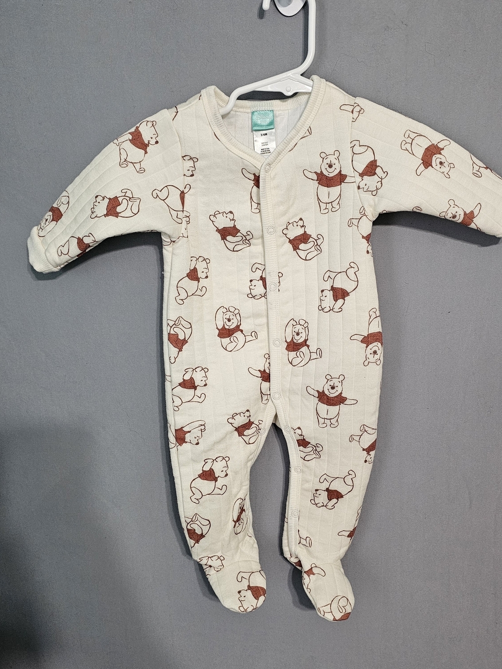 Disney Cream Footed One-Piece with Winnie The Pooh Print